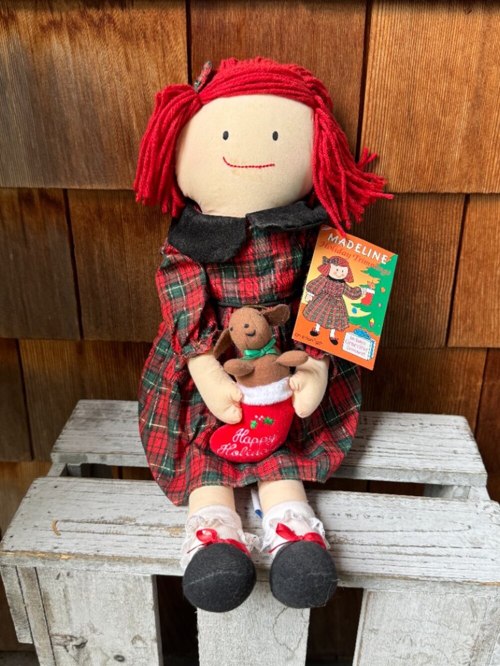 Vtg Eden Madeline Holiday Trimming 1996 Christmas Cloth Doll 18" Tartan Dress